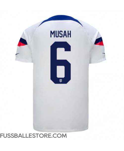 Günstige Vereinigte Staaten Yunus Musah #6 Heimtrikot WM 2022 Kurzarm